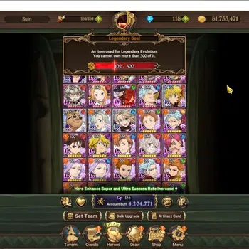 The Seven Deadly Sins: Grand Cross Accounts Endgame ASIA|4,2M CC|102 LS|5 LR+7 UR +Many Collabs|NMeli,C Taizoo6/6,LMeli4/6,P