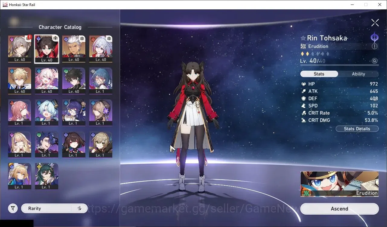 Honkai Star Rail Accounts Starter ASIA |TL 28|3 Limited| Rin Tohsaka, Archer, Topaz & Numby +1 Std Char Gepard |jarilo 1