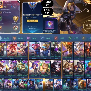 Mobile Legends: Bang Bang Accounts Smurf BEST OFFER | HERO 97 | SKIN 152 | WARRIORESS PARAGON NATALIA | P.ACE FANNY