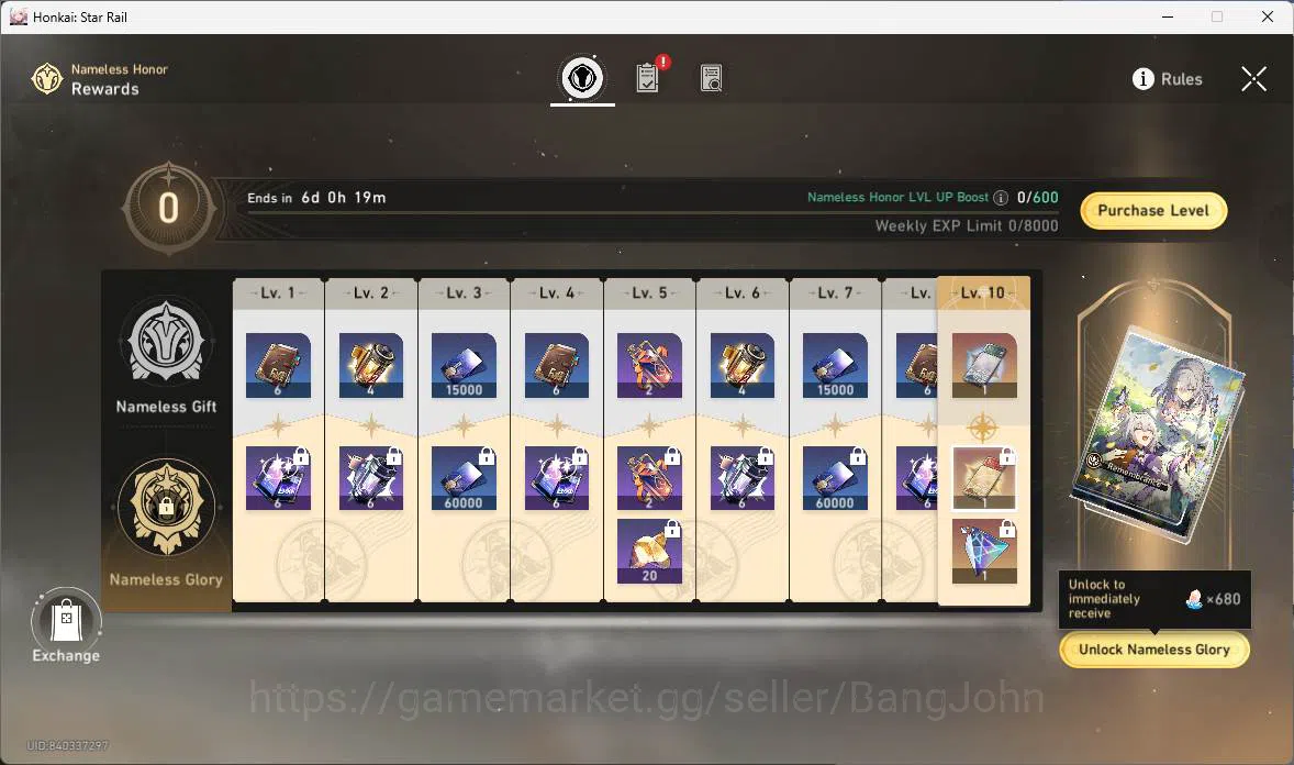 Honkai Star Rail Accounts Others ASIA|TL 68|12 Limit|PremTeam(Evernight+sign,Cyrene,Sparxie,Dante)Cerydra,Yao Guang,Tribbie 4