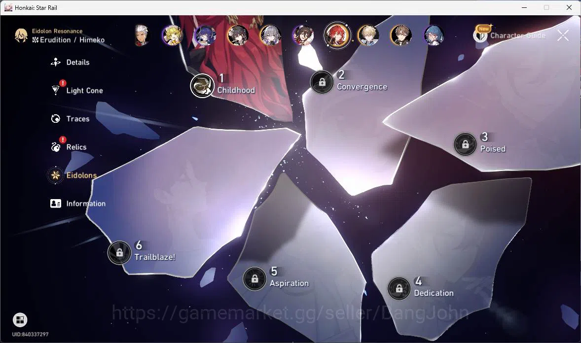 Honkai Star Rail Accounts Others ASIA|TL 68|12 Limit|PremTeam(Evernight+sign,Cyrene,Sparxie,Dante)Cerydra,Yao Guang,Tribbie 6