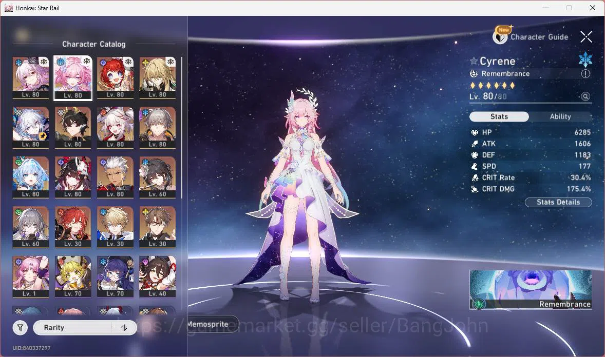 Honkai Star Rail Accounts Others ASIA|TL 68|12 Limit|PremTeam(Evernight+sign,Cyrene,Sparxie,Dante)Cerydra,Yao Guang,Tribbie 7