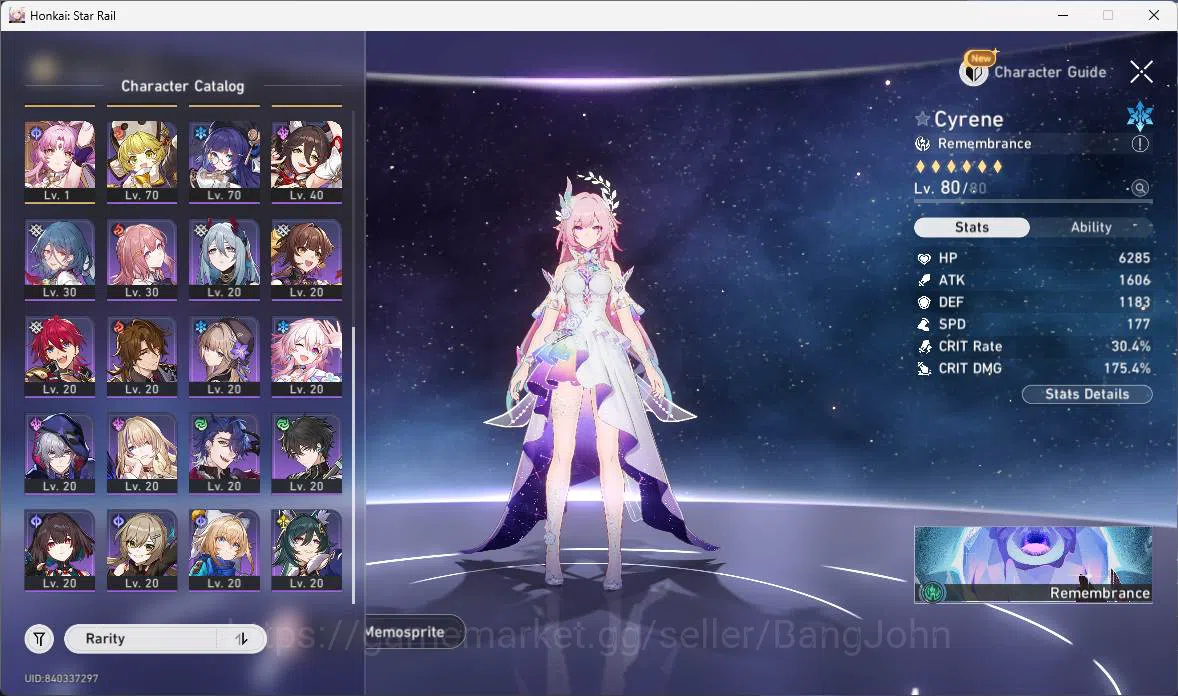 Honkai Star Rail Accounts Others ASIA|TL 68|12 Limit|PremTeam(Evernight+sign,Cyrene,Sparxie,Dante)Cerydra,Yao Guang,Tribbie 8