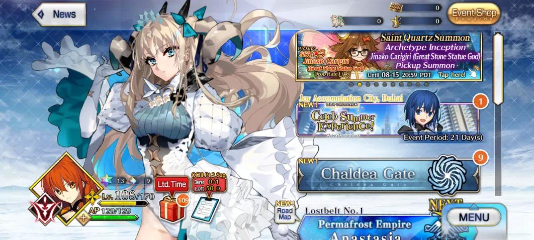 Fate-Grand Order Accounts NA Lvl 108|11 SSR|Skadi Ruler,Koyanskaya Light,Altria Caster,Space Eresh,Rikyu Np3,Ptolemaios 1