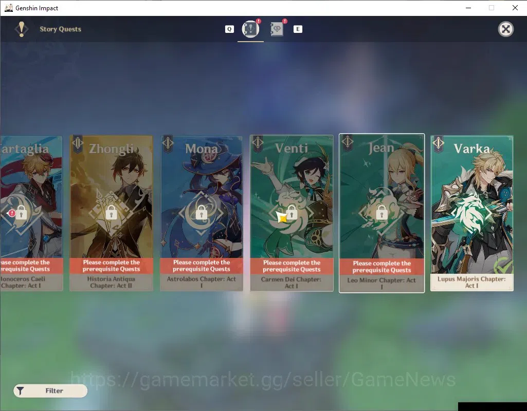 Genshin Impact Accounts Others ASIA|AR 52|2 Limited + 2 (*5 Weapon)|Flins & Neufillette|Gest of the Mighty Wolf|Reunion 18