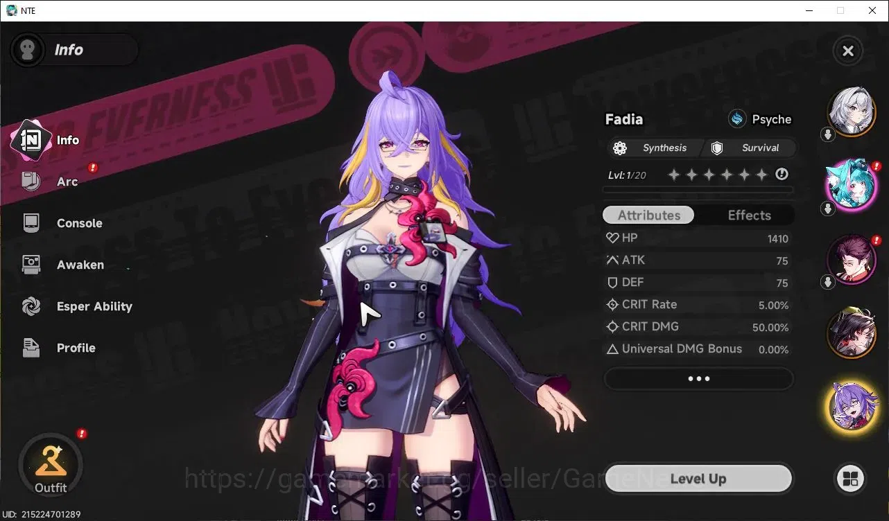 Neverness to Everness Accounts Global NA|HL 3| 3 SSR Hotori, Fadia, Hathor +1 S-C image 2
