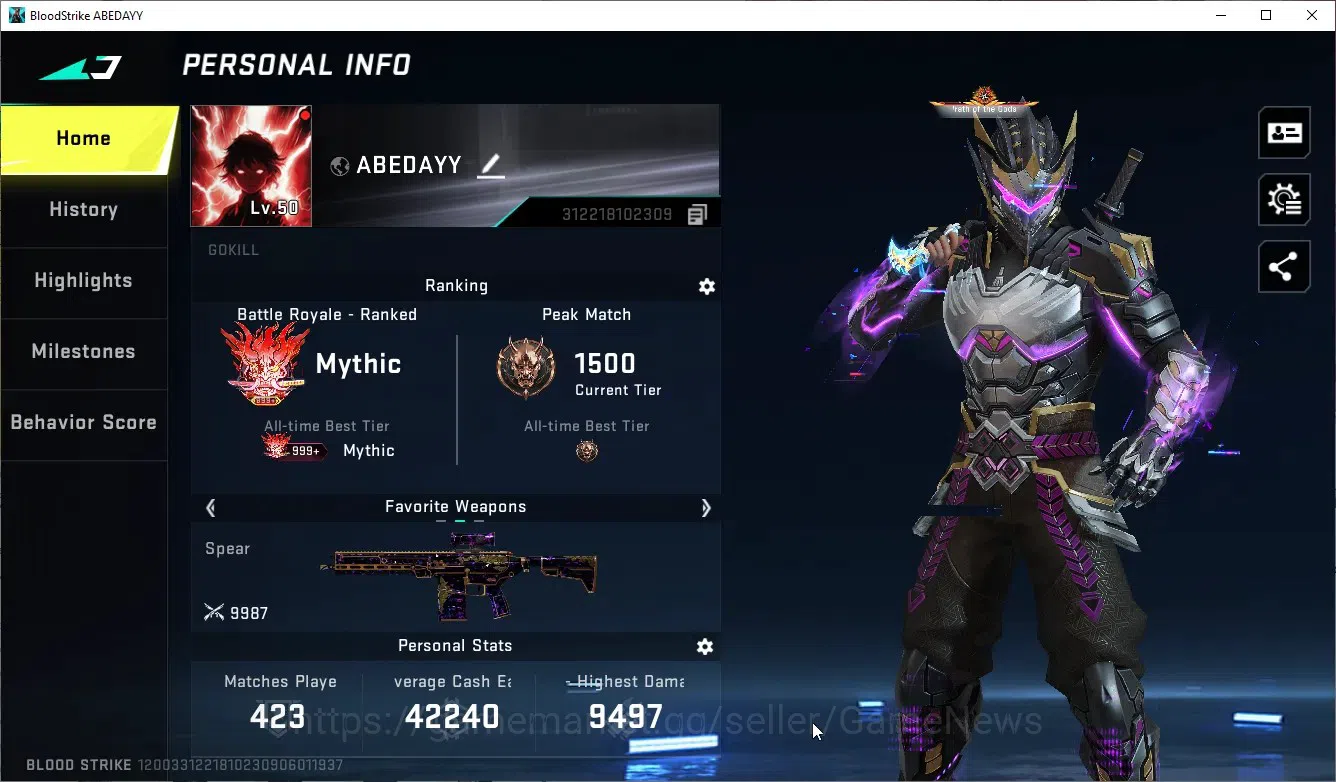 Blood Strike Accounts ASIA|Eternal DEagle-Scorpius|Collab TR(FN2000,Take image 2
