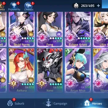 Mobile Legends: Adventure Accounts Global 70***|Lv.301|Camp 77-23|VIP 10|Power: 2412M|14 Nexus|72 Awakening|Hero 263|13 UR|8