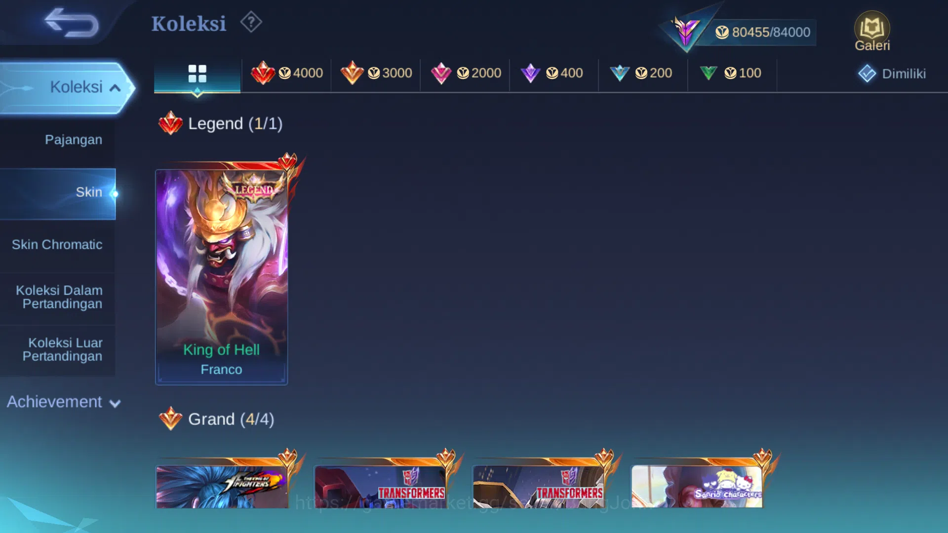 Mobile Legends: Bang Bang Accounts Hero 131 | Skin 299 | Legend Franco | Transformers image 3