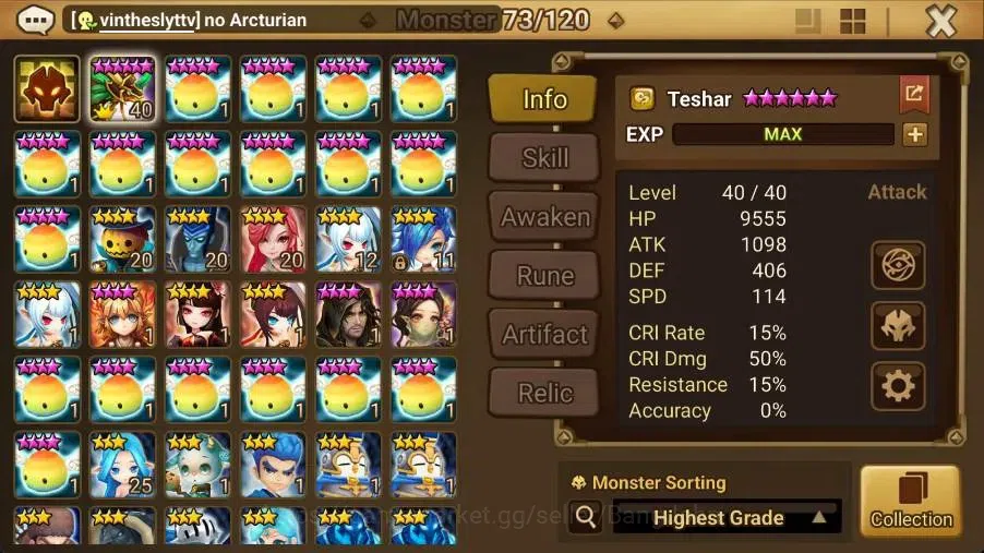 Summoners War: Sky Arena Accounts Starter GLOBAL | NB 5 TESHAR,Starter Gacha 115 12Y+160 11Y Scrool, 3 Legendary All 2