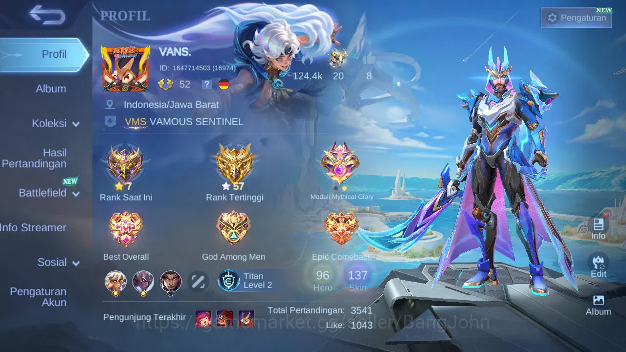 Mobile Legends: Bang Bang Accounts GLOBAL Hero 96 Skin 137 CC Nata | Epic Khaleed Lan image 15