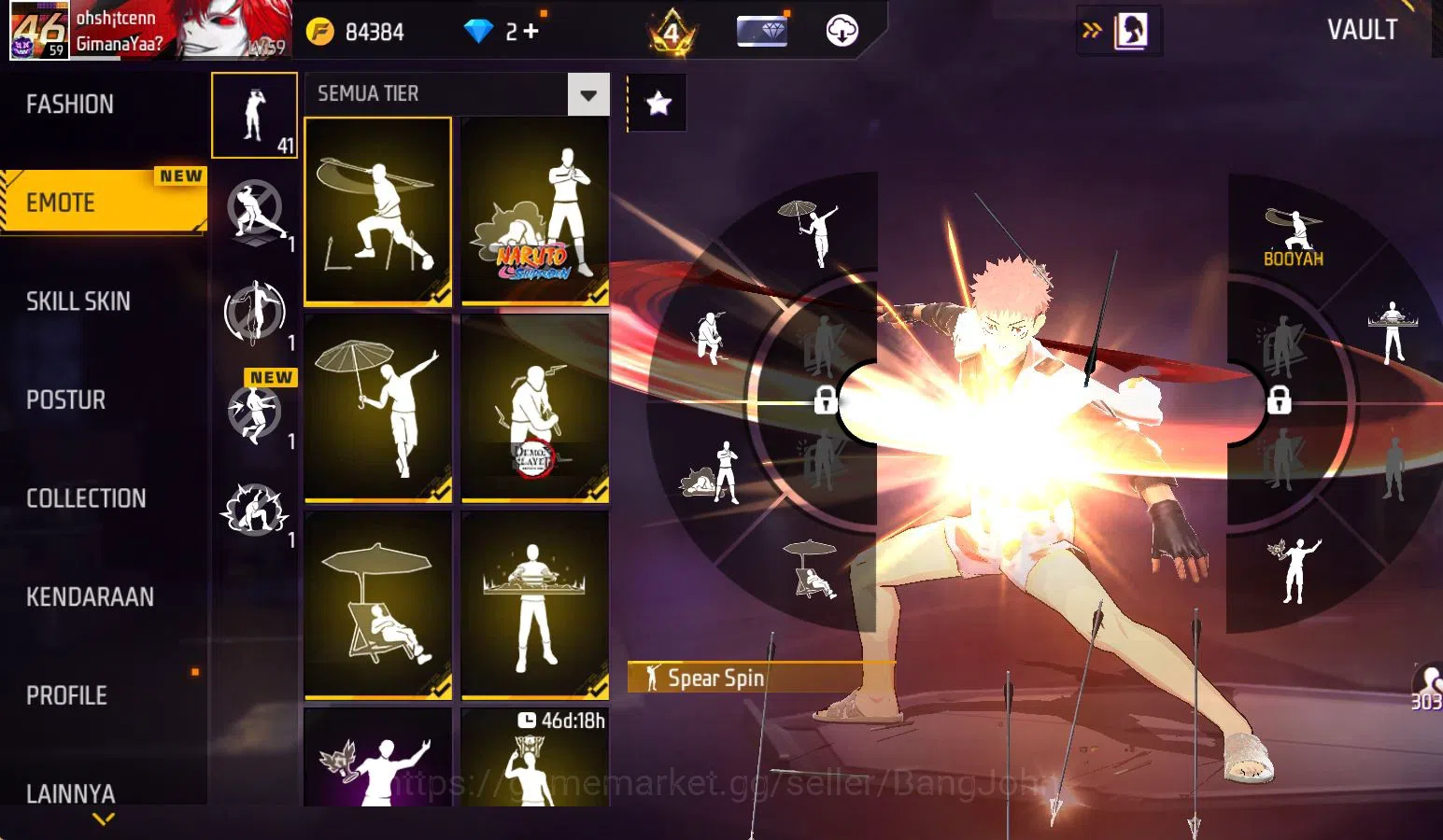 Free Fire Accounts Indonesia, vault 211, SG TROMPET,EVO STRELING LVL  image 15