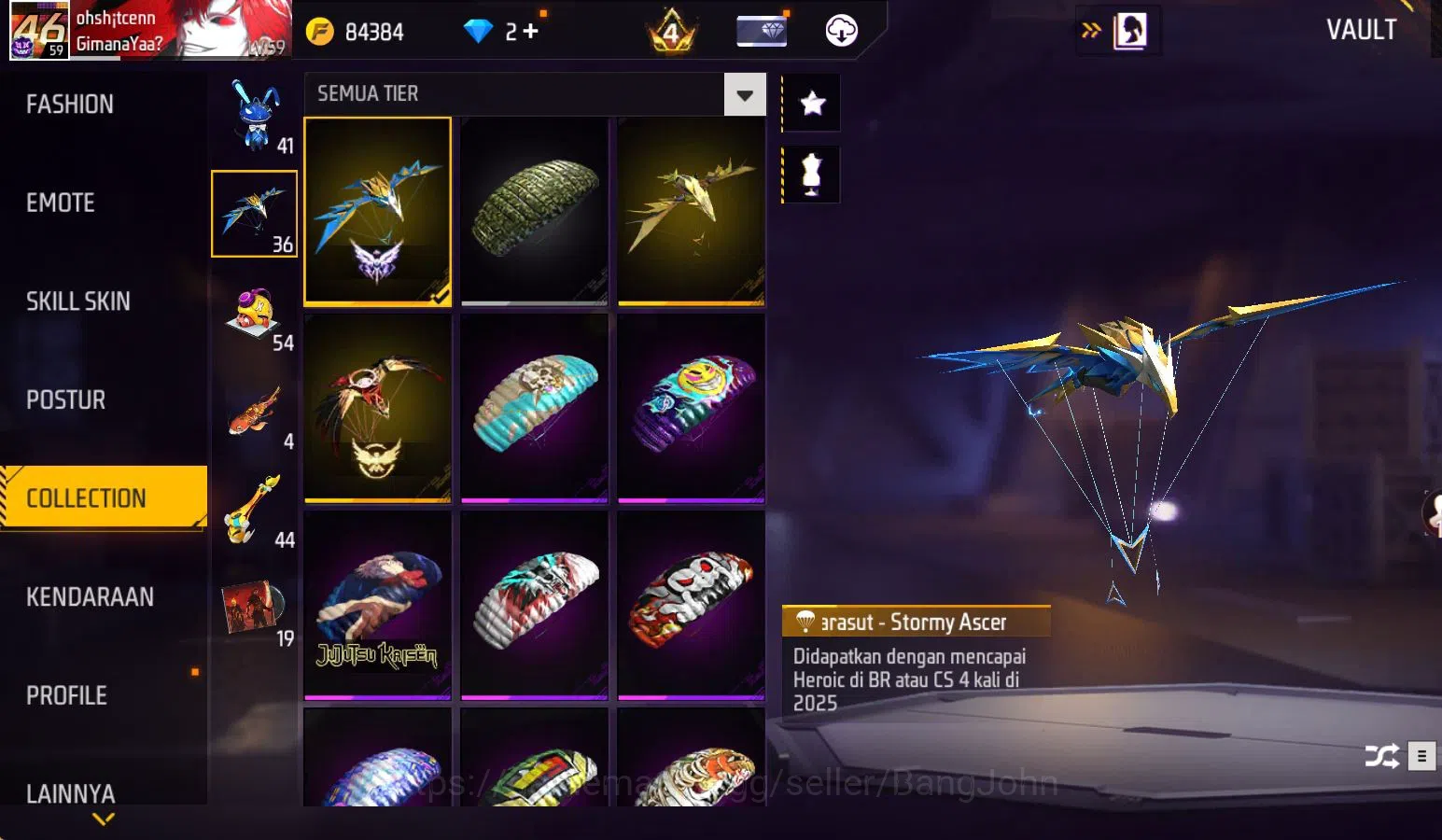 Free Fire Accounts Indonesia, vault 211, SG TROMPET,EVO STRELING LVL  image 17