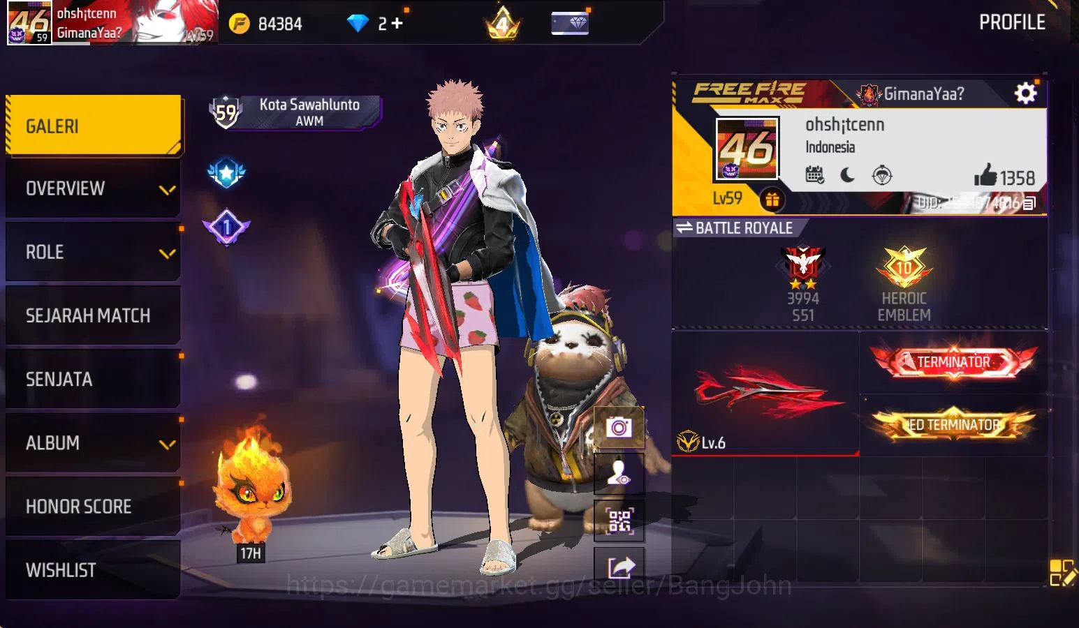 Free Fire Accounts Indonesia, vault 211, SG TROMPET,EVO STRELING LVL  image 2