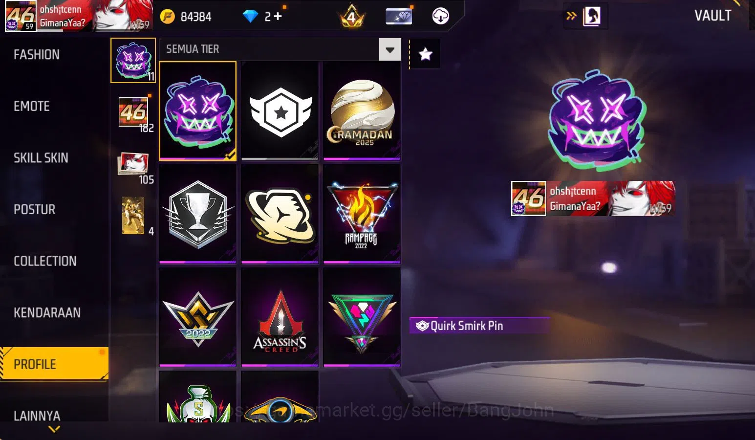Free Fire Accounts Indonesia, vault 211, SG TROMPET,EVO STRELING LVL  image 20