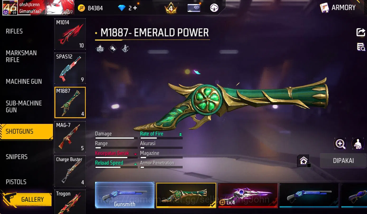 Free Fire Accounts Indonesia, vault 211, SG TROMPET,EVO STRELING LVL  image 3