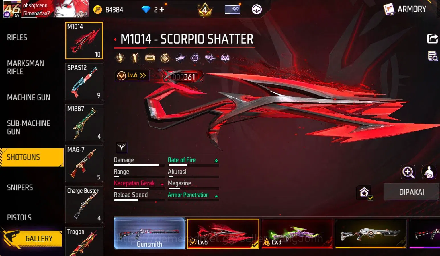 Free Fire Accounts Indonesia, vault 211, SG TROMPET,EVO STRELING LVL  image 5