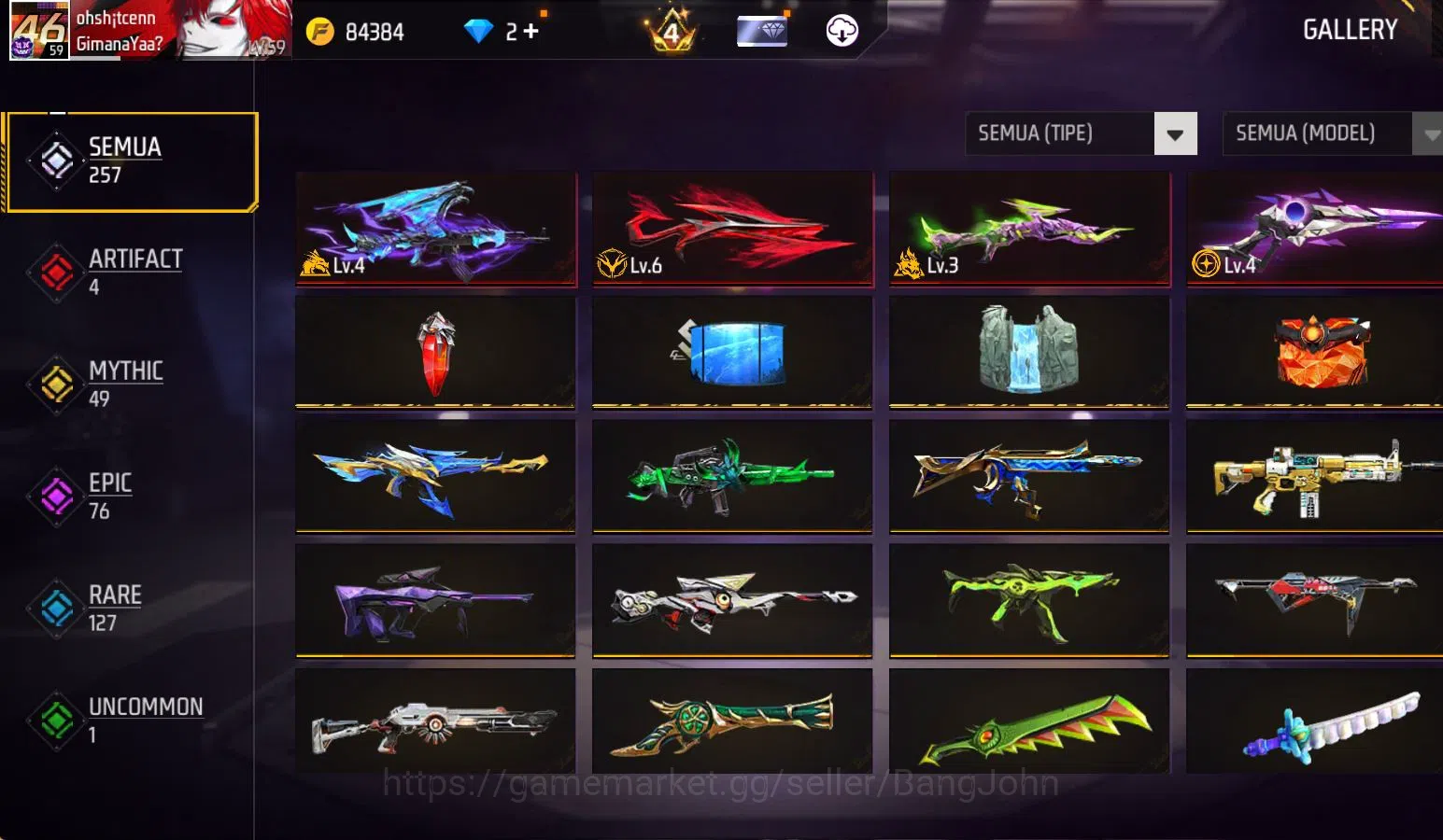 Free Fire Accounts Indonesia, vault 211, SG TROMPET,EVO STRELING LVL  image 6