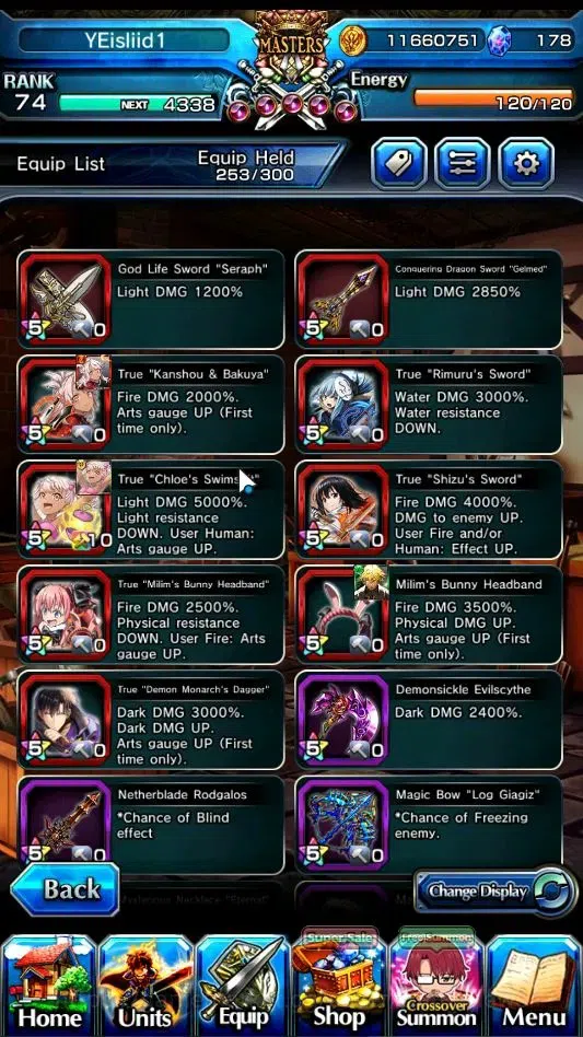 Grand Summoners Accounts End-Game Global|Rank 74|13 Ascend 6 TW|(2x Sung Jinwoo,Chloe,S Chloe,2x Jakuzure,BB 8