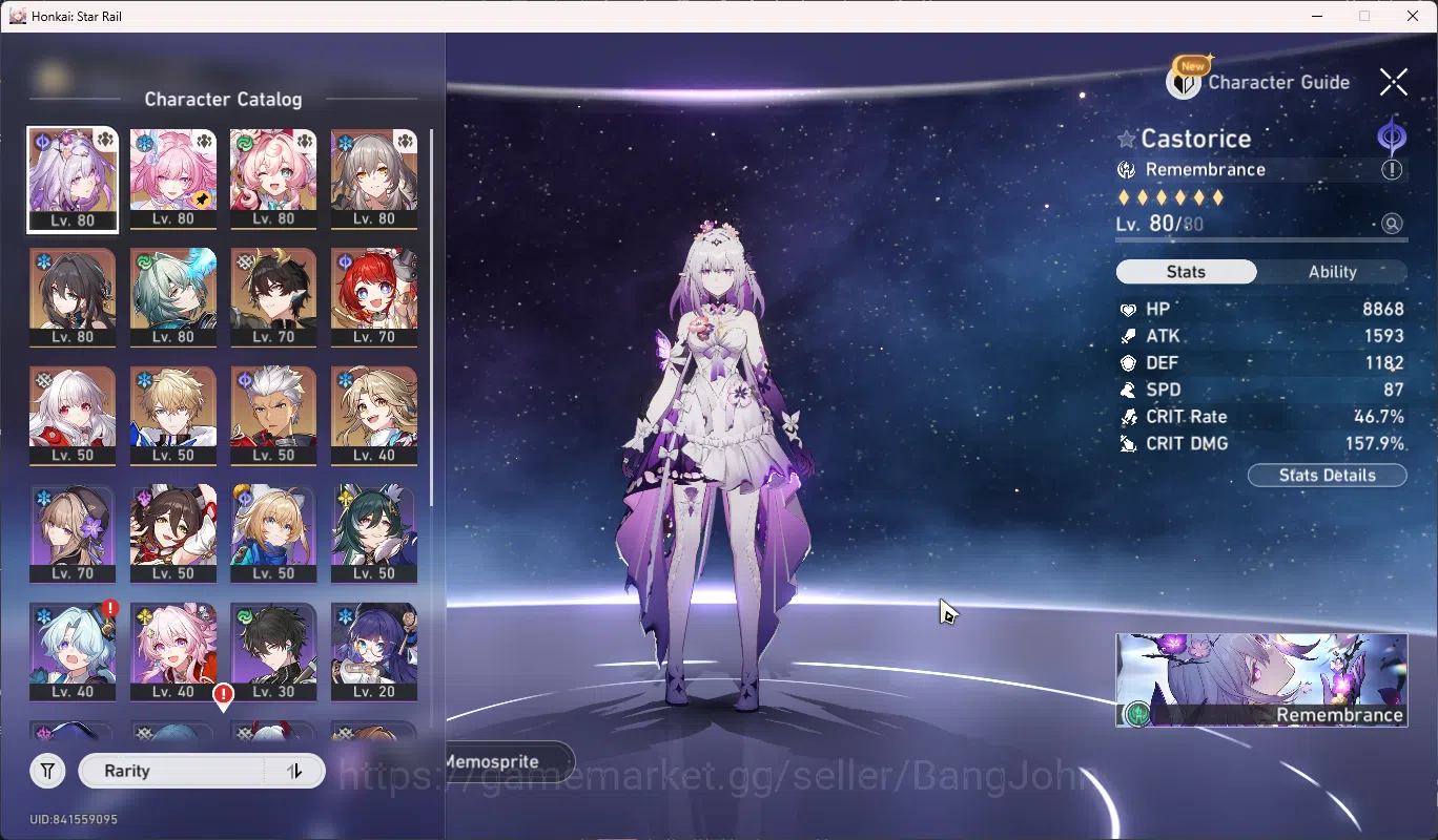Honkai Star Rail Accounts Others ASIA | TL 64 | Castorice + Sign | Cyrene | Hyacine | Anaxa | Tribbie | DanhengPT | Ruan Mei 2