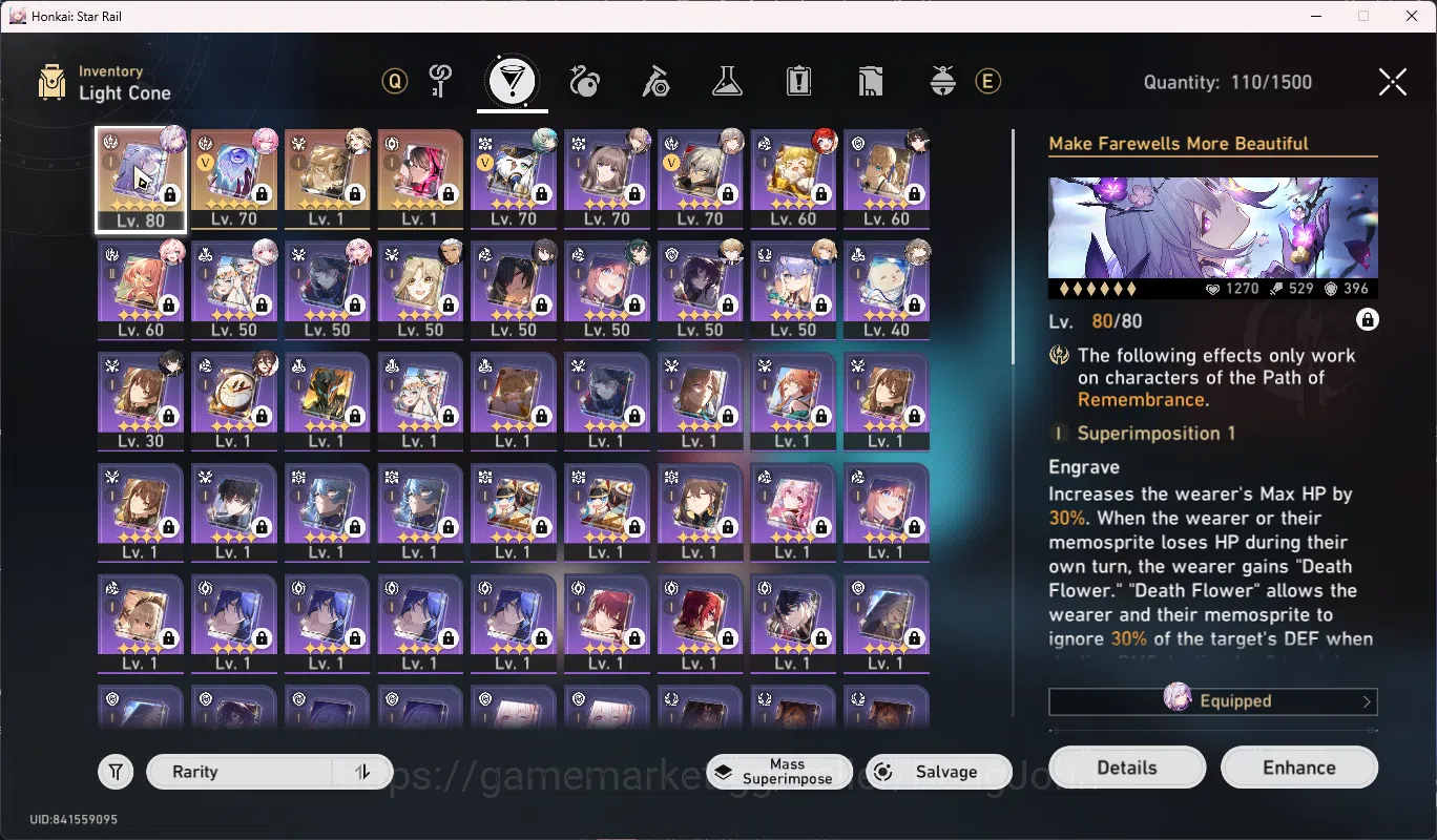 Honkai Star Rail Accounts Others ASIA | TL 64 | Castorice + Sign | Cyrene | Hyacine | Anaxa | Tribbie | DanhengPT | Ruan Mei 3