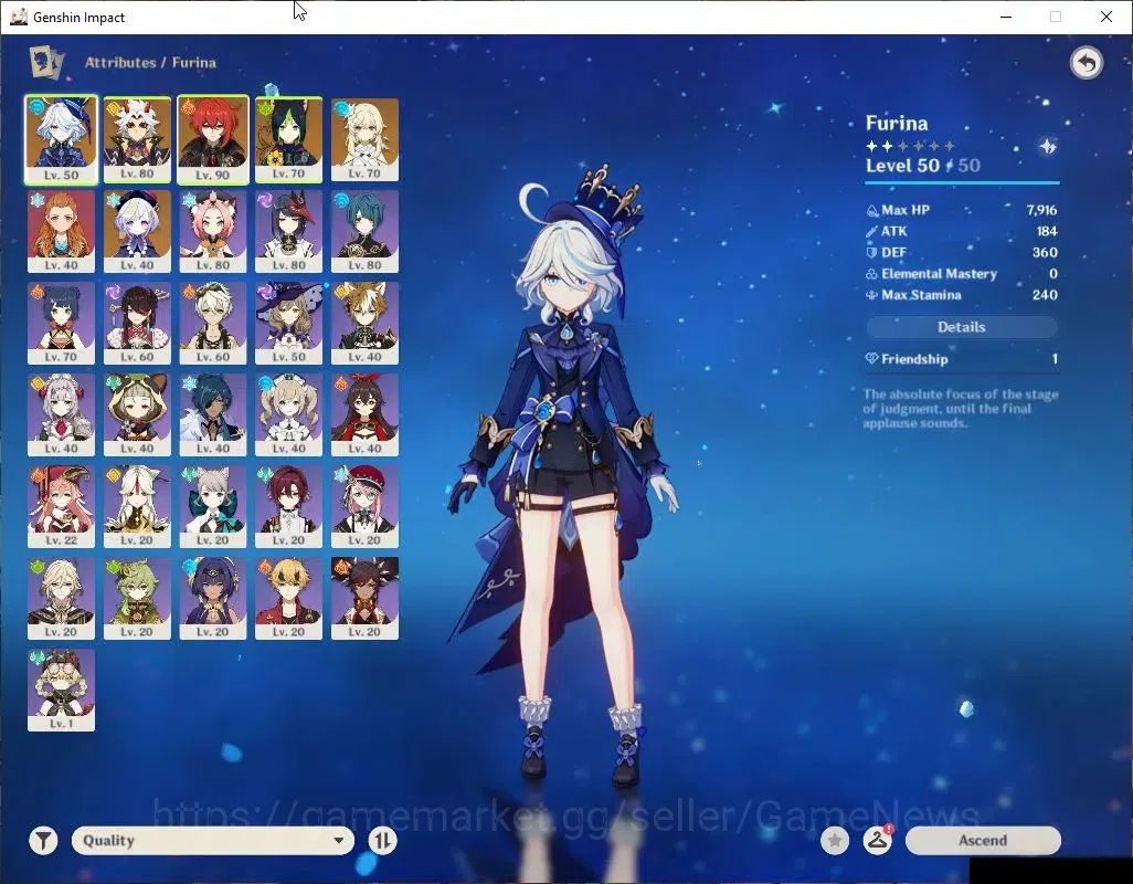 Genshin Impact Accounts Asia|AR 52|2 Limit +2(*5Wep)|Furina,Arataki Itto|M image 3