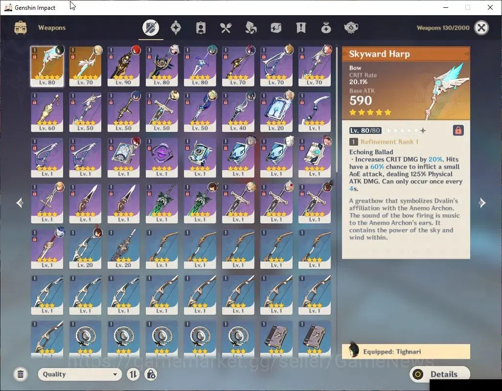 Genshin Impact Accounts Asia|AR 52|2 Limit +2(*5Wep)|Furina,Arataki Itto|M image 4