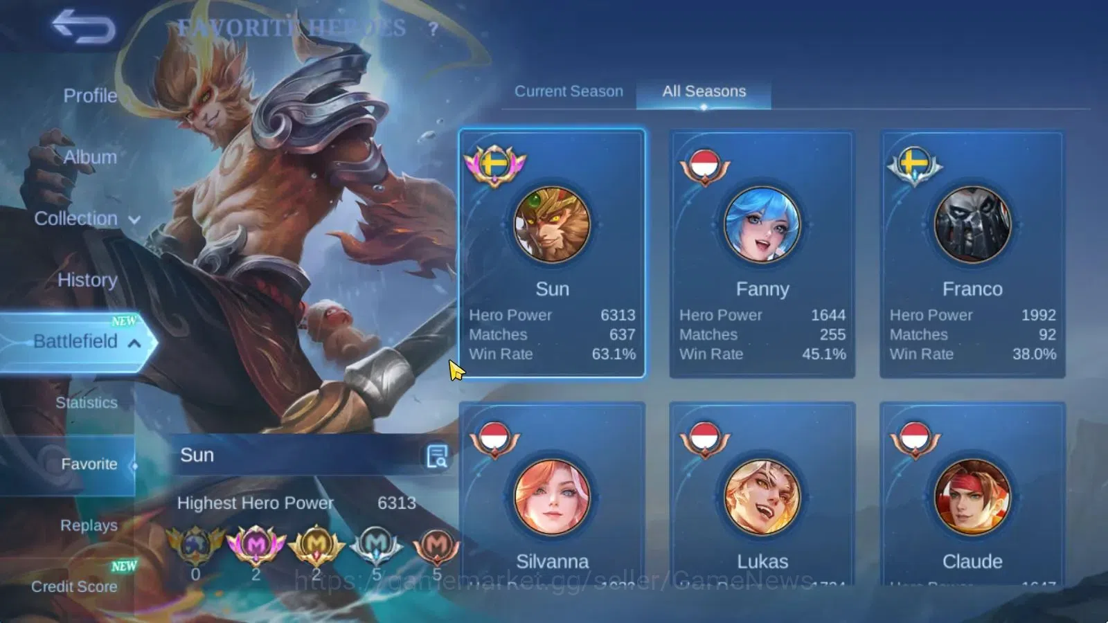 Mobile Legends: Bang Bang Accounts Hero 86|Skin 113|High Immo 115|PRIME Granger,KOF K image 5
