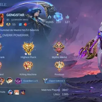 Mobile Legends: Bang Bang Accounts Collector Global|Skin 121|Expert|LBox Karina,Blazing Franco,S.A.B.E.R Saber,Valentine
