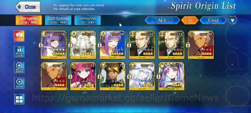 Fate-Grand Order Accounts NA Starter Fuyuki Lv 1|3 SSR Servant Meltryllis,BB,Ganesha| 42 Golden Apple |Birthday Unset|Log 1