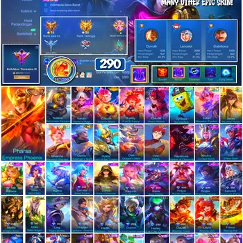 Mobile Legends: Bang Bang Accounts 🔥 #4164 🔥 💎 290 Skins 👑 Collector Pharsa Empress Phoenix ⚔️ Renowned Collector II