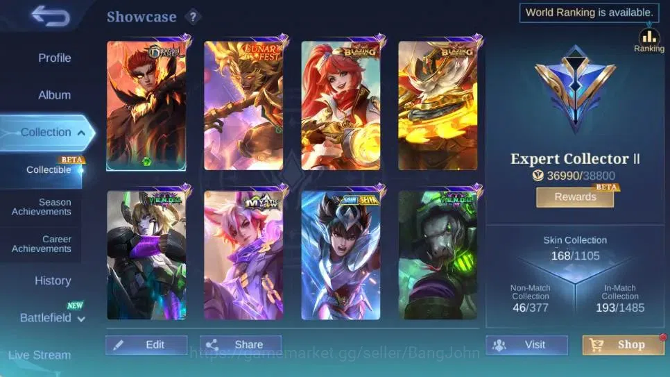 Mobile Legends: Bang Bang Accounts Global|Hero110|Skin168|Expert|Collector Natalia|Co image 14