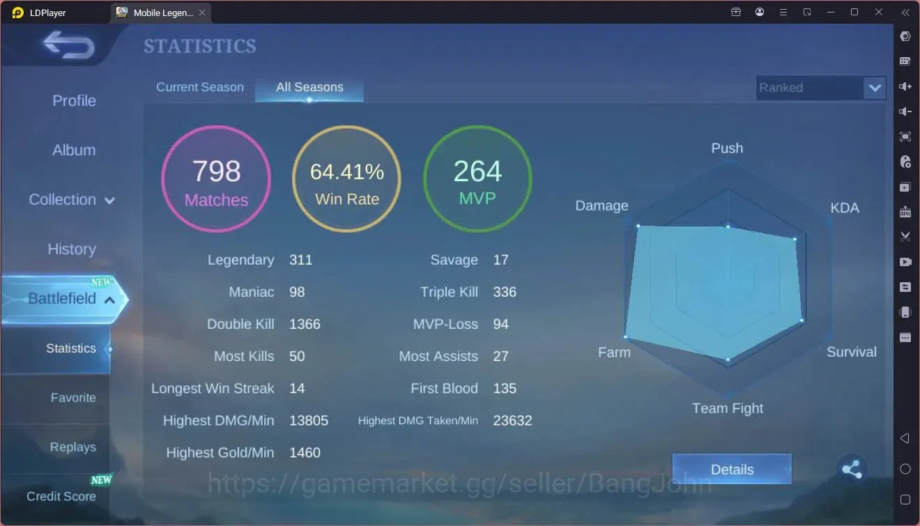Mobile Legends: Bang Bang Accounts Global|Hero 46|Skin 70|Seasoned|9th Fanny|Dragon L image 14