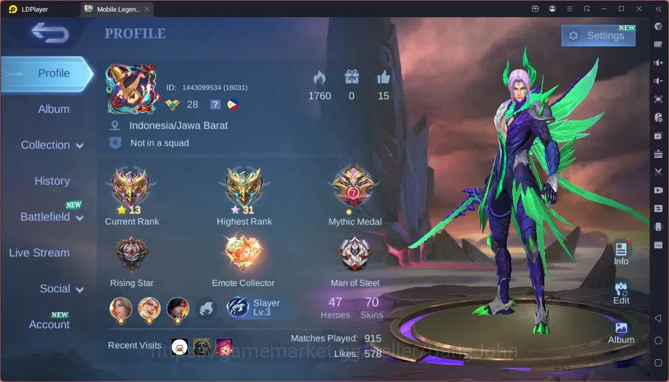 Mobile Legends: Bang Bang Accounts Global|Hero 46|Skin 70|Seasoned|9th Fanny|Dragon L image 16