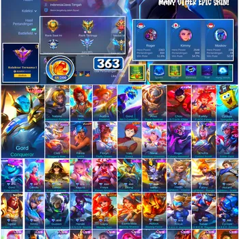 Mobile Legends: Bang Bang Accounts #4639 363 Skins | Gord Conqueror (LEGEND) | Floryn Fluffy Dream (SANRIO) | Karina Leona