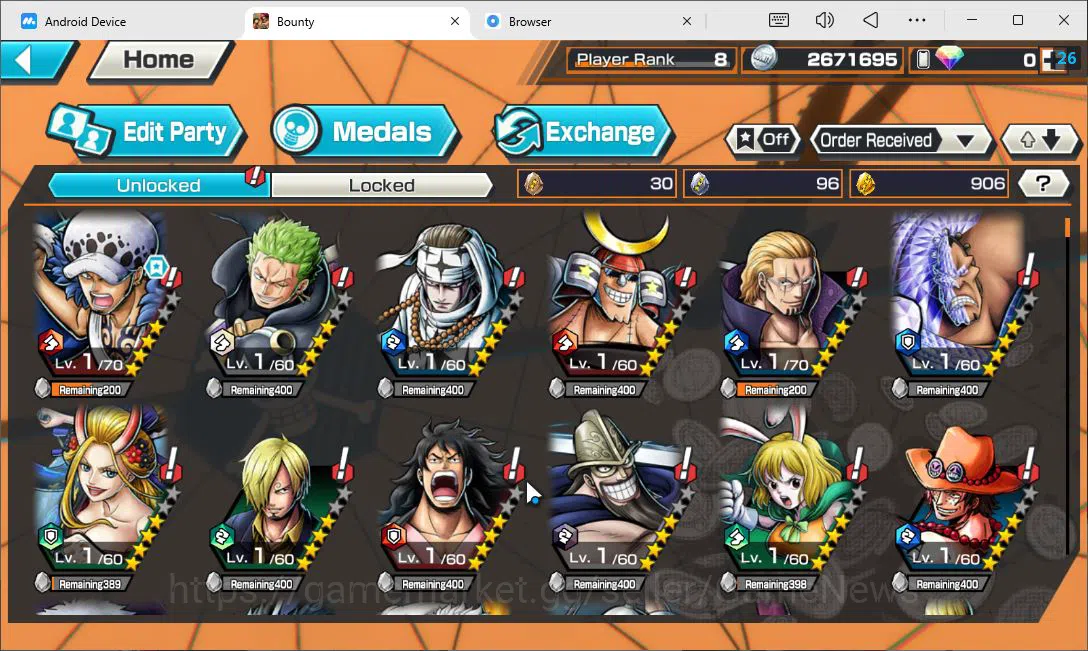 One Piece Bounty Rush Accounts Global|5EX|T5E Nusjuro,BMO Kaido,WI Trafargar Law, image 5