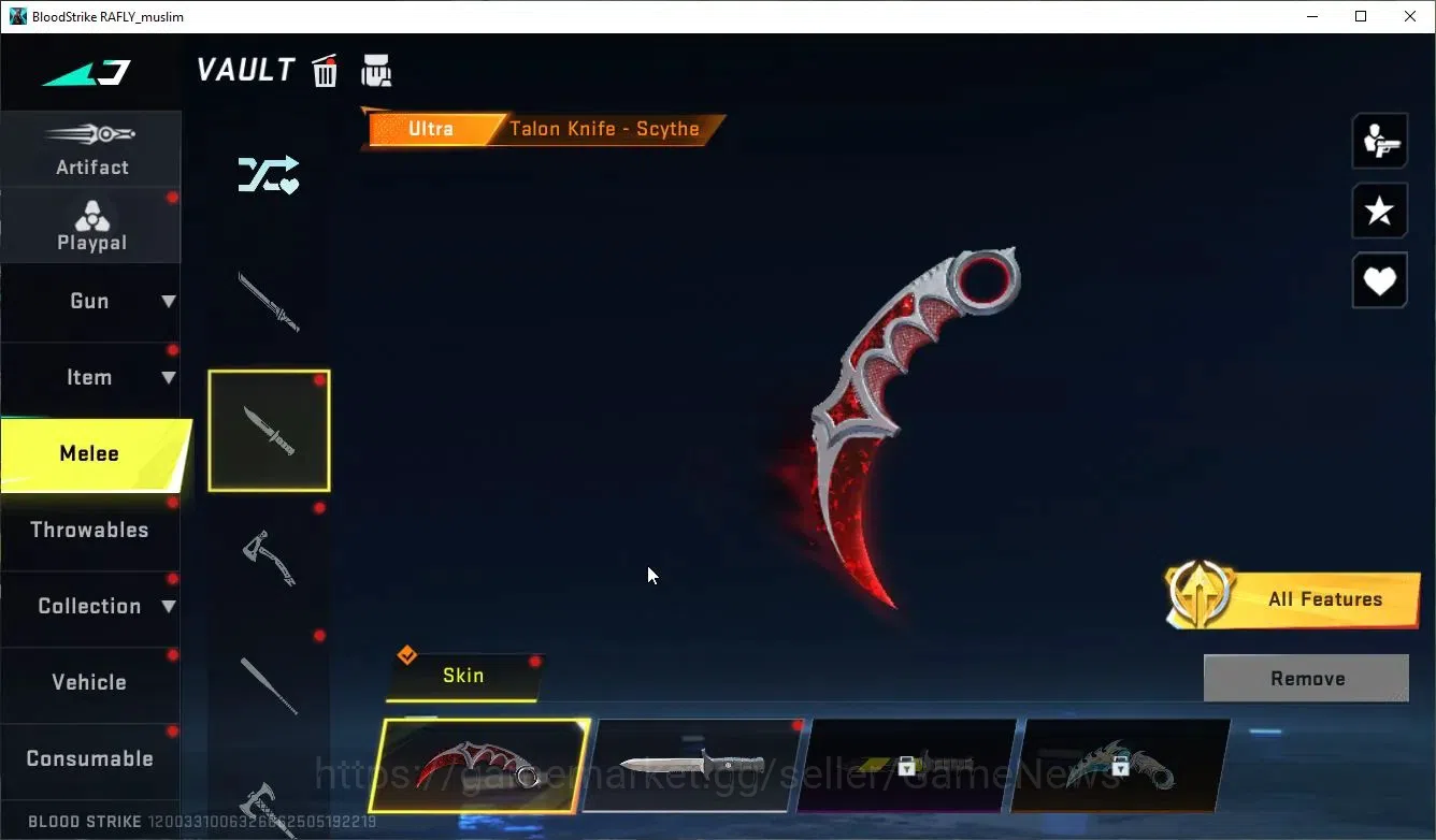 Blood Strike Accounts ASIA|MELEE Talon Knife-Scythe+12 ULTRA[HANK-Tricky image 5