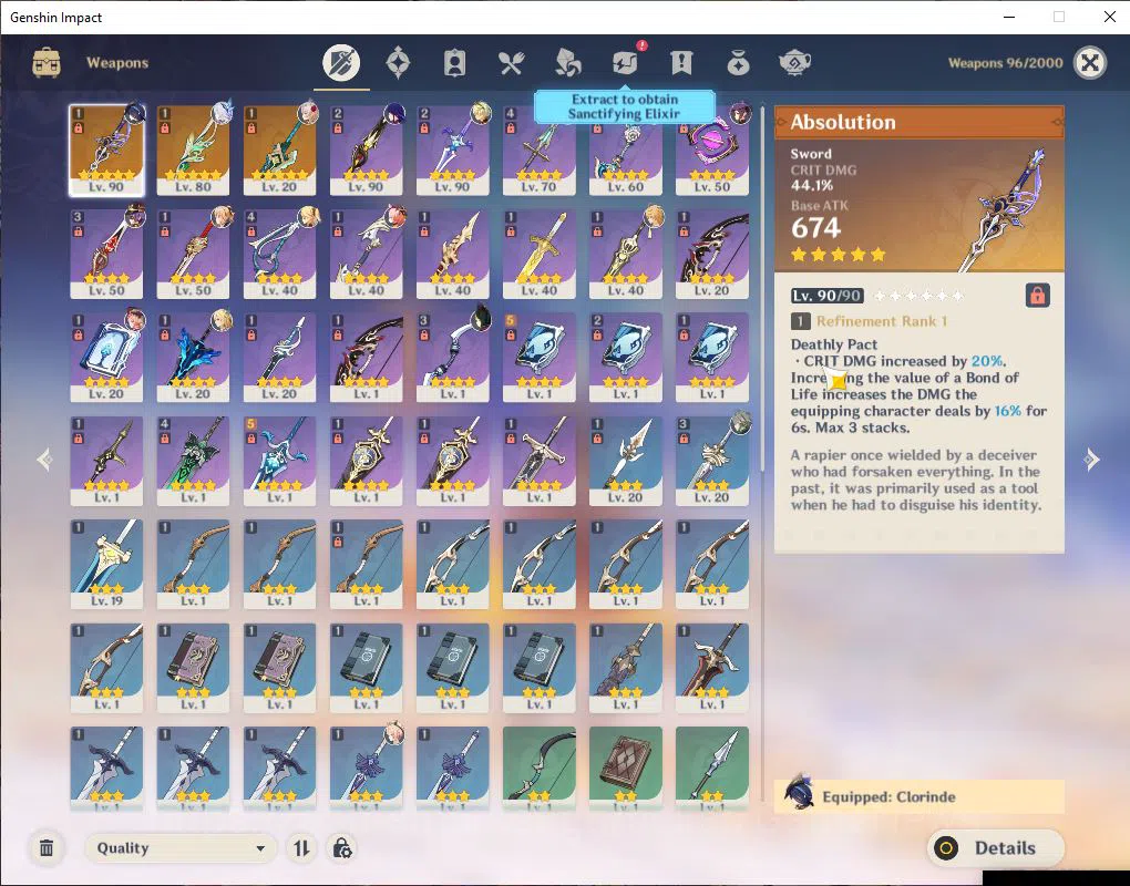 Genshin Impact Accounts ASIA|AR 55|4 Limit+3(*5WeP)|Clorinde+Sign,Skirk,Ra image 4