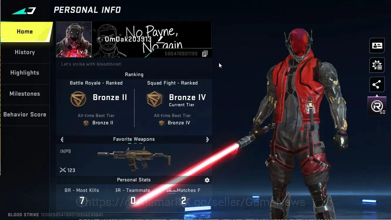 Blood Strike Accounts ASIA|1 ULTRA Melee[Lightblade-Dark Force]|1 Legend image 2