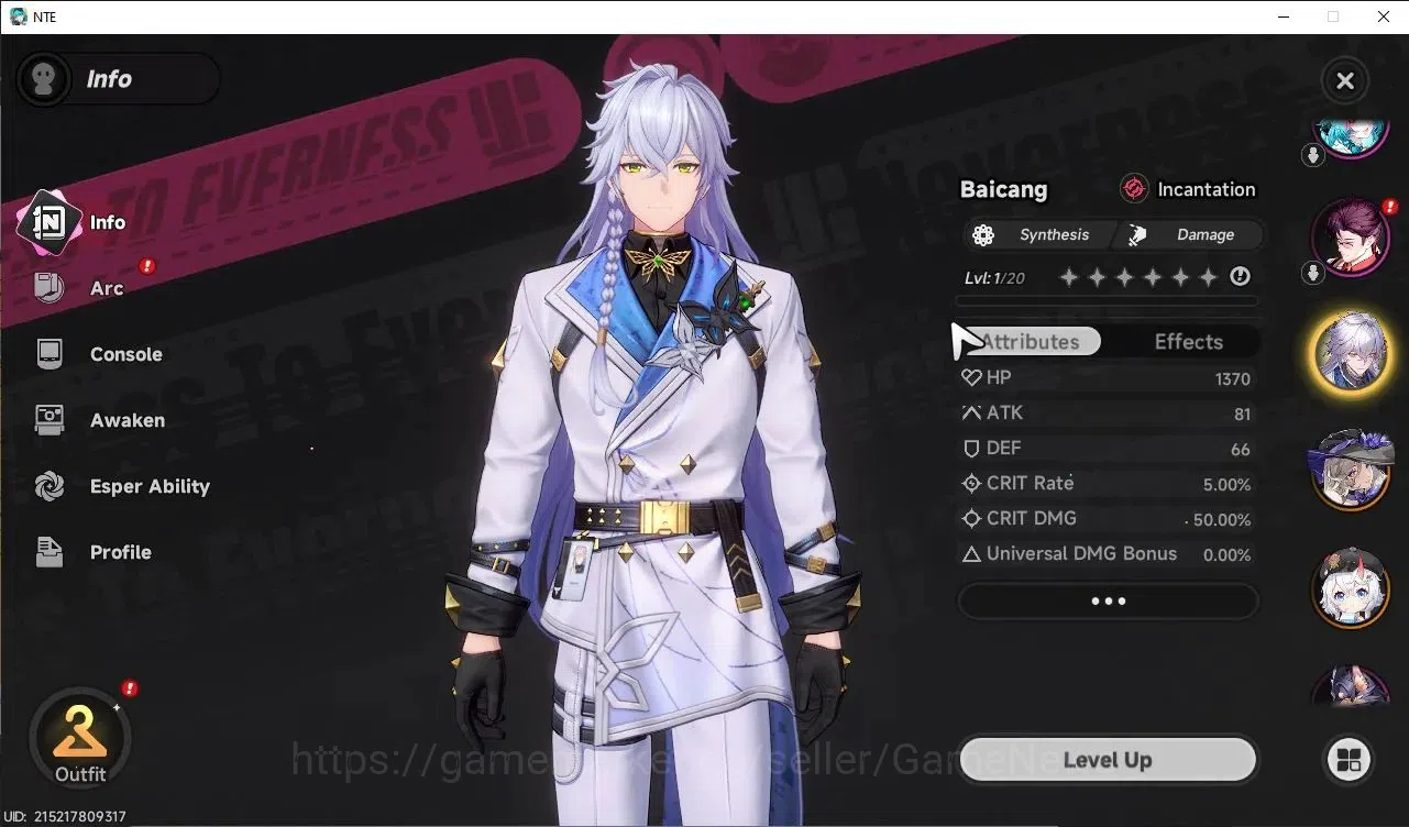 Neverness to Everness Accounts Global EU|HL 3| 3 SSR Jiuyuan, Sakiri, Baicang |Ti image 3