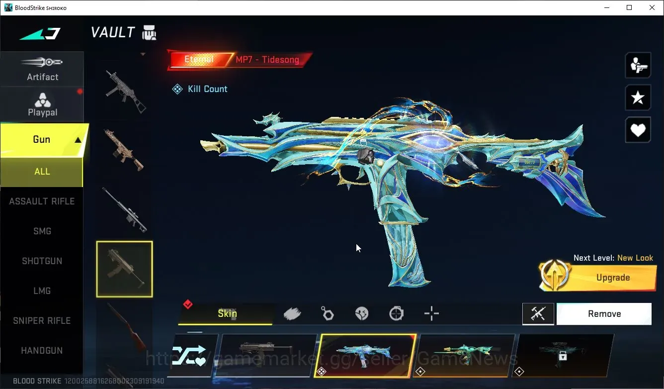 Blood Strike Accounts Collab Skin Asia|ETERNAL MP7-TideSong Lv4,DeAgle+Melee Kukri,Staff|Collab AOT Female Titan,M4A1 1