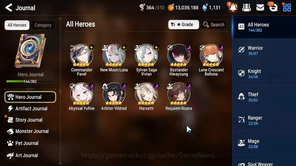 Epic Seven Accounts High-End GLOBAL Unverif|New Era|9 ML(Har setti,A Vildred,NM Luna,LC Bellona)+Rinak,Estelle,Etc|PoH+Bless 6