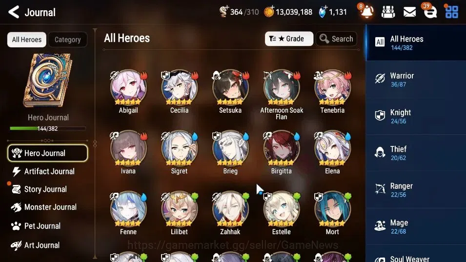 Epic Seven Accounts High-End GLOBAL Unverif|New Era|9 ML(Har setti,A Vildred,NM Luna,LC Bellona)+Rinak,Estelle,Etc|PoH+Bless 7