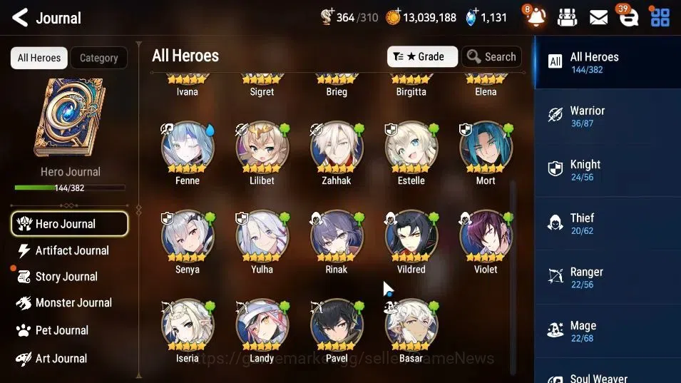 Epic Seven Accounts High-End GLOBAL Unverif|New Era|9 ML(Har setti,A Vildred,NM Luna,LC Bellona)+Rinak,Estelle,Etc|PoH+Bless 8