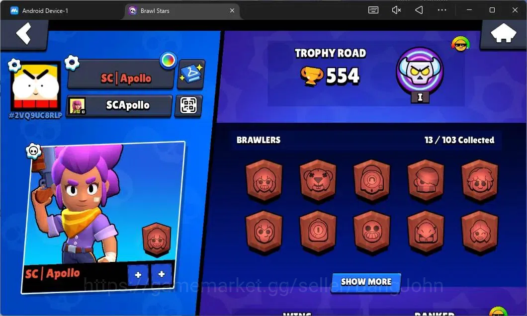 Brawl Stars Accounts Global | 554 Thropy|13 Brawler|2 Max Hypercharge(S image 2