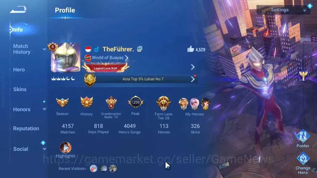 Honor of Kings Accounts Hero113 Skin326|Flawless XiaoQiao,Mythic Kongming, image 2