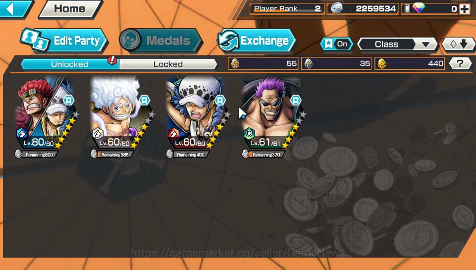One Piece Bounty Rush Accounts Global | 4 EX META  | Kid&Law,Luffy Four Emperors, image 8