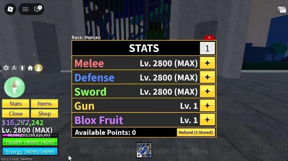 Roblox Accounts Blox Fruit |MAX Lv2800| 6M Beli 15k Frag| 1 Myth+2 image 1