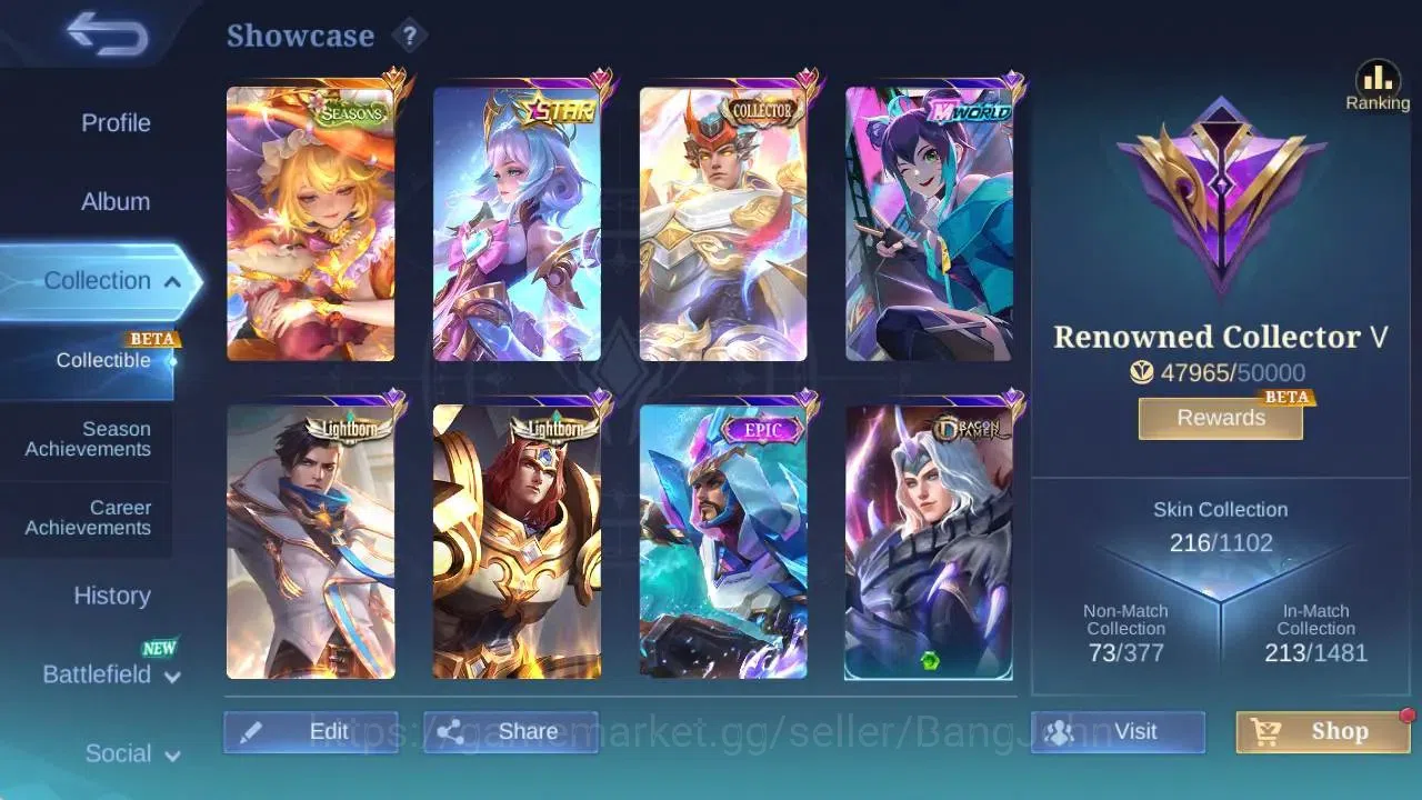 Mobile Legends: Bang Bang Accounts GLOBAL Hero 129 Skin 216|SEASON Floryn|CC Tigreal| image 2