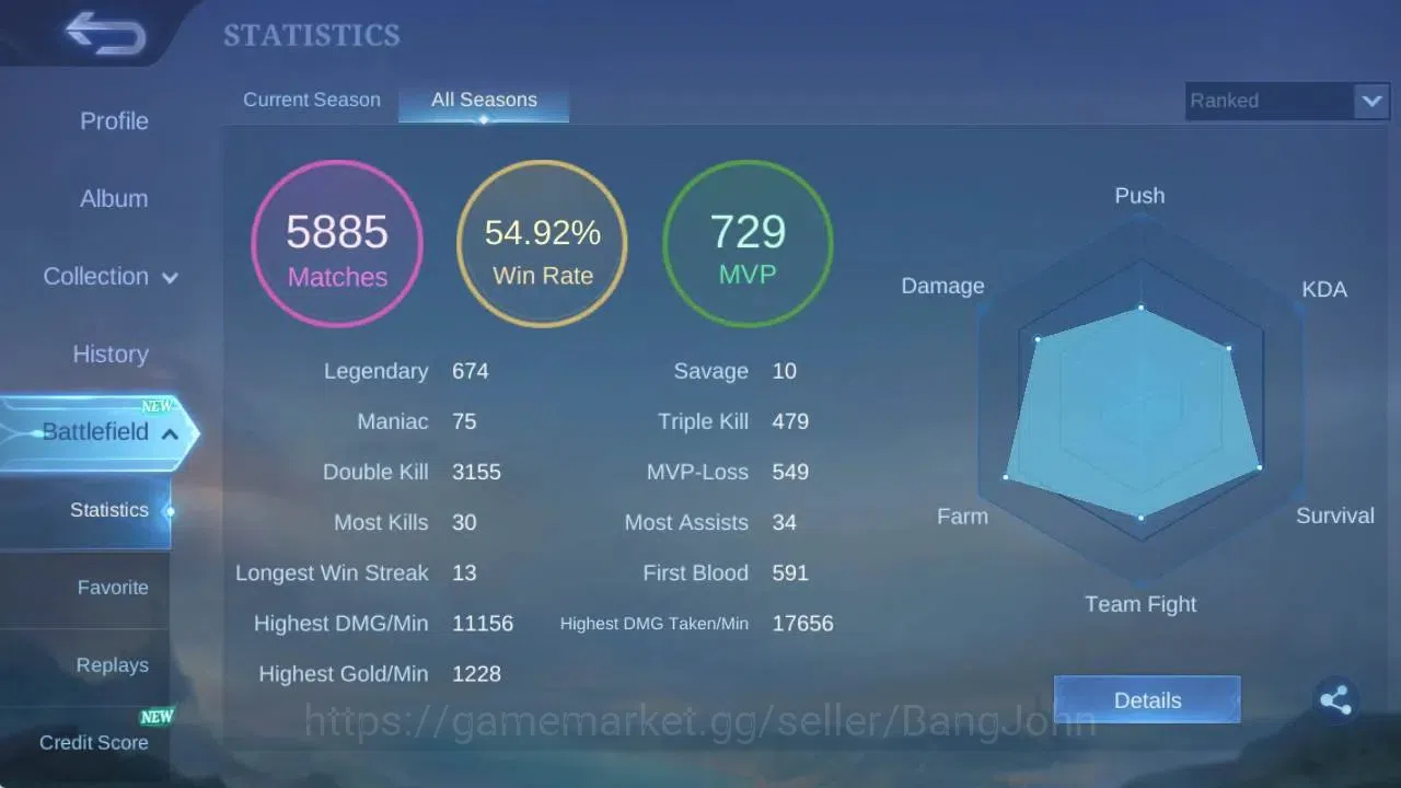 Mobile Legends: Bang Bang Accounts GLOBAL Hero 129 Skin 216|SEASON Floryn|CC Tigreal| image 3